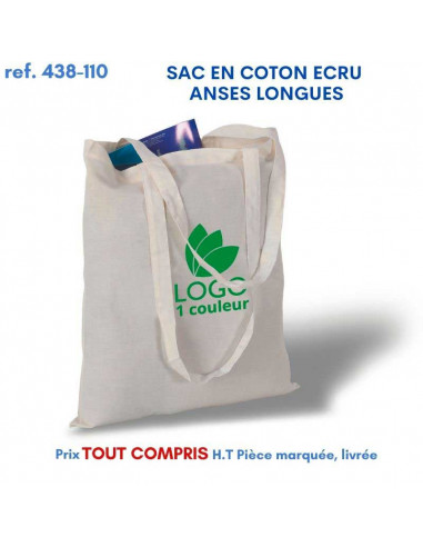 SAC COTON ECRU ANSES LONGUES 110 GRS REF 438-110 438-110 SACS SHOPPING - TOTEBAG  2,47 €