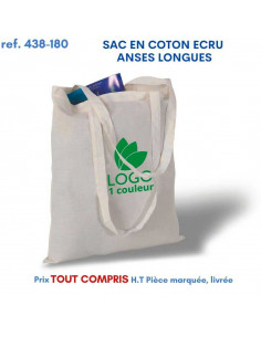 SAC COTON ECRU ANSES LONGUES 180 GRS REF 438-180 438-180 SACS SHOPPING - TOTEBAG  3,07 € 2