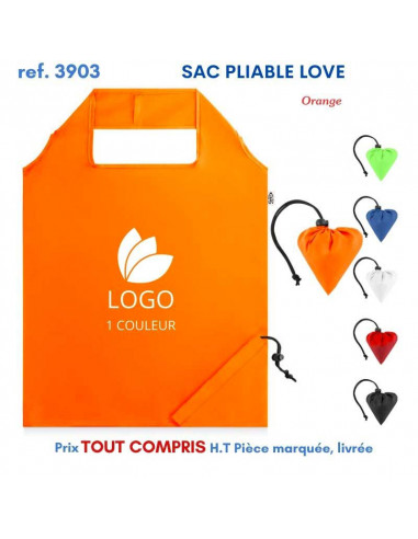 SAC PLIABLE LOVE RPET REF 3903 3903 SACS PLIABLES  1,75 €