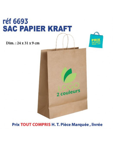 SAC PAPIER KRAFT 24 X 31 X 9 CM REF 6693 6693 SACS PAPIER  1,82 €