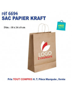 SAC PAPIER KRAFT 18 X 24 X 8 CM REF 6694 6694 SACS PAPIER  1,65 €