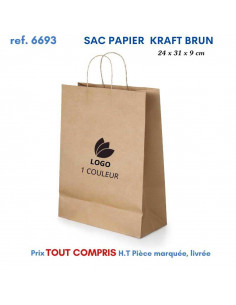 SAC PAPIER KRAFT 24 X 31 X 9 CM REF 6693 6693 SACS PAPIER  1,82 € 2