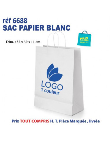 SAC PAPIER BLANC 32 X 39 X 11 CM REF 6688 6688 SACS PAPIER  1,92 €