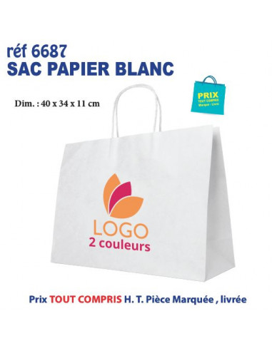 SAC PAPIER BLANC 40 X 34 X 11 CM REF 6687 6687 SACS PAPIER  2,07 €