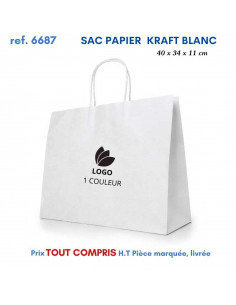 SAC PAPIER BLANC 40 X 34 X 11 CM REF 6687 6687 SACS PAPIER  2,07 € 2