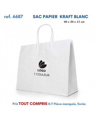 SAC PAPIER BLANC 40 X 34 X 11 CM REF 6687 6687 SACS PAPIER  2,07 €