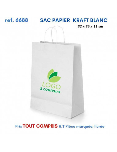 SAC PAPIER BLANC 32 X 39 X 11 CM REF 6688 6688 SACS PAPIER  1,92 €