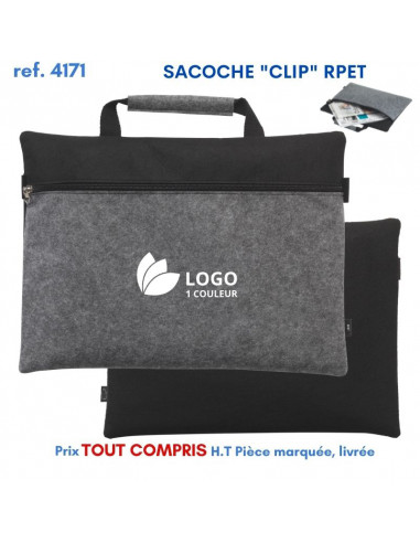 SACOCHE "CLIP" RPET REF PMP4171 PMP4171 SACOCHES - PORTE DOCUMENTS  3,37 €