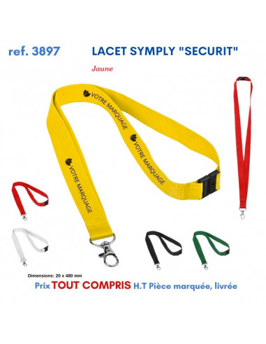LACET SIMPLY SECURIT REF 3897 3897 lacet tour de cou publicitaire  2,30 €