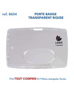 PORTE BADGE TRANSPARENT RIGIDE REF 8634 8634 lacet tour de cou publicitaire  2,20 €