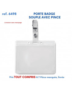 PORTE BADGE SOUPLE AVEC PINCE REF 6498 6498 lacet tour de cou publicitaire  0,65 €