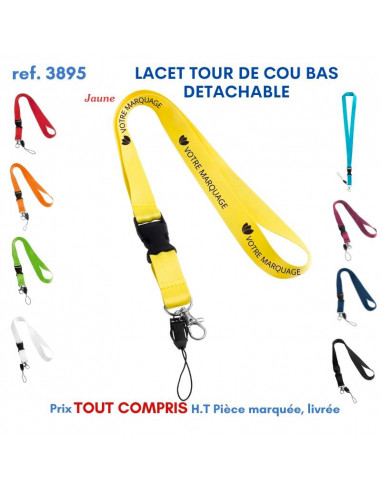 LACET TOUR DE COU BAS DETACHABLE REF 3895 3895 lacet tour de cou publicitaire  2,32 €