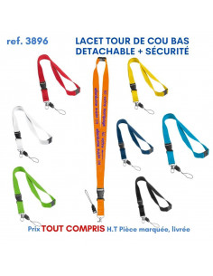 LACET TOUR DE COU BAS DETACHABLE + SECURITE REF 3896 3896 lacet tour de cou publicitaire  2,25 €
