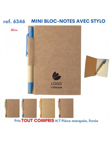 MINI BLOC NOTES AVEC STYLO 6346 6346 OBJETS PRATIQUES  1,96 €