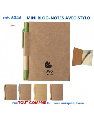 MINI BLOC NOTES AVEC STYLO 6346 6346 OBJETS PRATIQUES  1,96 €