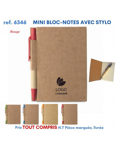 MINI BLOC NOTES AVEC STYLO 6346 6346 OBJETS PRATIQUES  1,96 €