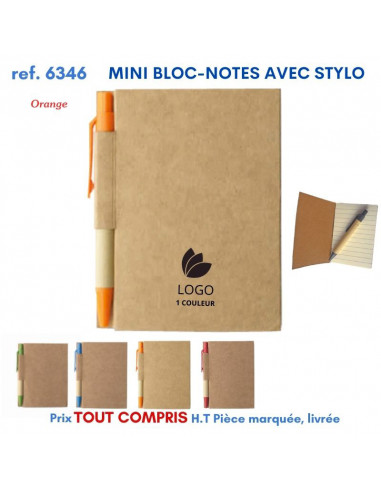 MINI BLOC NOTES AVEC STYLO 6346 6346 OBJETS PRATIQUES  1,96 €