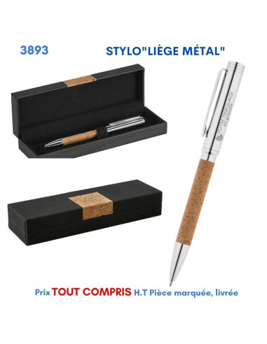 STYLO LIEGE METAL REF 3893 3893 Stylos Bois, carton, recyclé  15,00 €