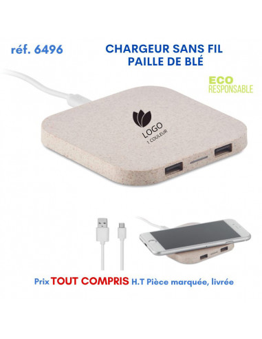 CHARGEUR SANS FIL EN PAILLE DE BLE REF 6496 6496 BATTERIE DE SECOURS - CHARGEUR  9,85 €