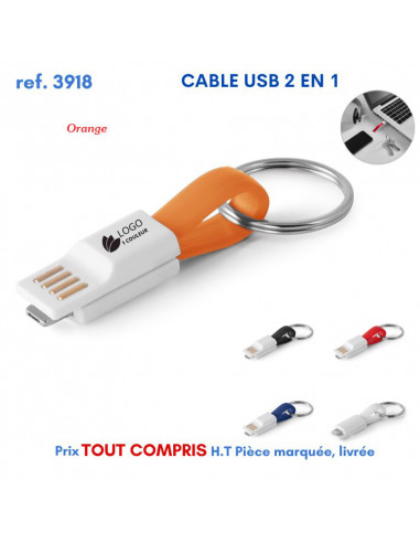 CABLE USB 2 EN 1 REF 3918 3918 CLES USB PUBLICITAIRES  1,33 €