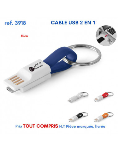 CABLE USB 2 EN 1 REF 3918 3918 CLES USB PUBLICITAIRES  1,33 €