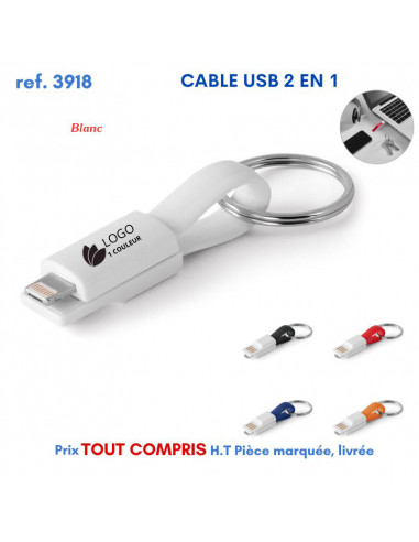 CABLE USB 2 EN 1 REF 3918 3918 CLES USB PUBLICITAIRES  1,33 €