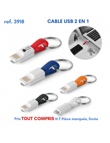 CABLE USB 2 EN 1 REF 3918 3918 CLES USB PUBLICITAIRES  1,33 €