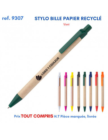 STYLO BILLE CARTON RECYCLE REF 9307 9307 Stylos plastiques  0,72 €