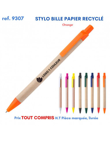 STYLO BILLE CARTON RECYCLE REF 9307 9307 Stylos plastiques  0,72 €