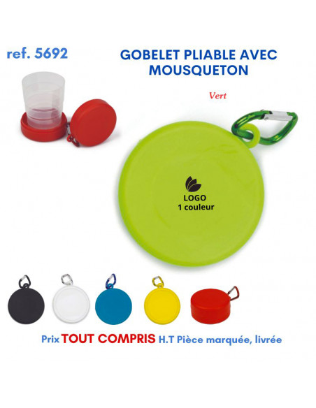 GOBELET PLIABLE AVEC MOUSQUETON REF 5692 5692 GOURDES GOBELETS : OBJETS PUBLICITAIRES  2,36 €