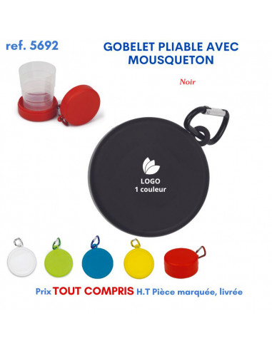 GOBELET PLIABLE AVEC MOUSQUETON REF 5692 5692 GOURDES GOBELETS : OBJETS PUBLICITAIRES  2,36 €