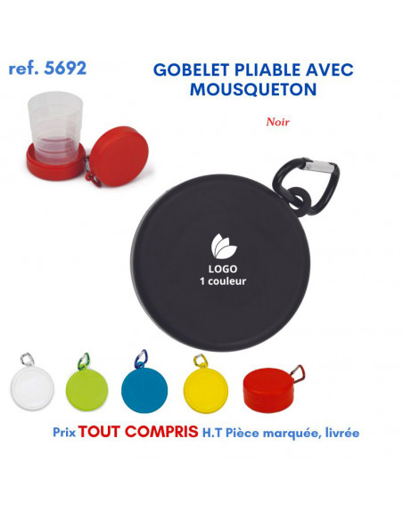 GOBELET PLIABLE AVEC MOUSQUETON REF 5692 5692 GOURDES GOBELETS : OBJETS PUBLICITAIRES  2,36 €