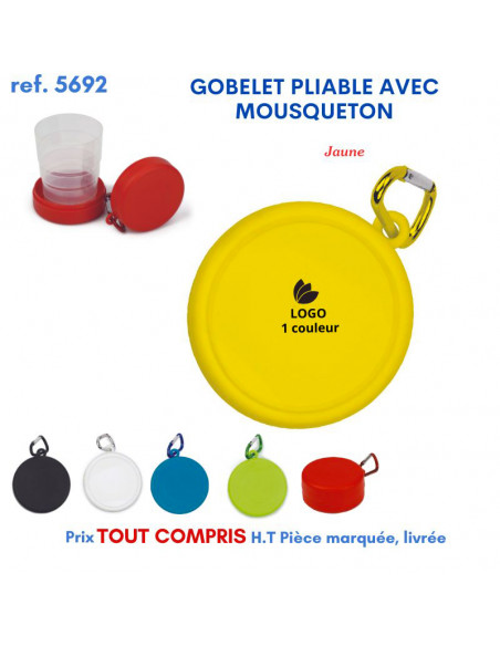 GOBELET PLIABLE AVEC MOUSQUETON REF 5692 5692 GOURDES GOBELETS : OBJETS PUBLICITAIRES  2,36 €