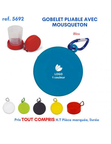 GOBELET PLIABLE AVEC MOUSQUETON REF 5692 5692 GOURDES GOBELETS : OBJETS PUBLICITAIRES  2,36 €