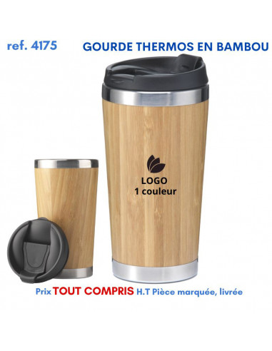 GOBELET THERMOS EN BAMBOU REF 4175 4175 GOURDES GOBELETS : OBJETS PUBLICITAIRES  14,26 €