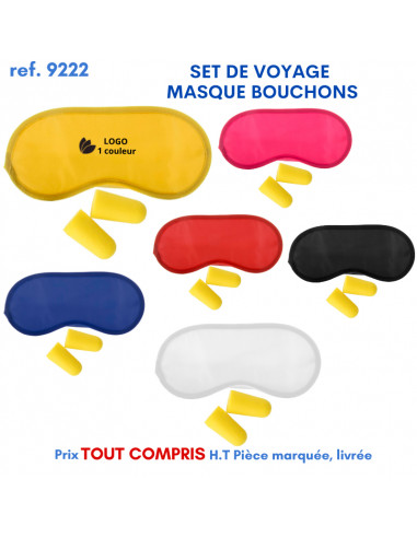 SET DE VOYAGE MASQUE BOUCHONS REF 9222 9222 VOYAGE : OBJET PUBLICITAIRE  1,97 €