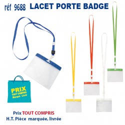 LACET PORTE BADGE REF 9688 PM9688 lacet tour de cou publicitaire  0,55 €