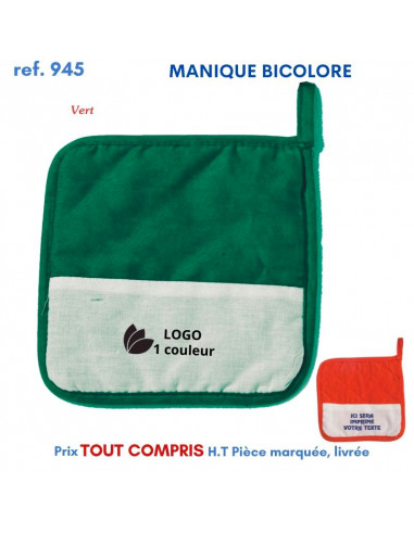 MANIQUE BICOLORE REF 945 945 TEXTILE PUBLICITAIRE POUR LA CUISINE  1,60 €