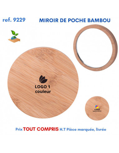 MIROIR DE POCHE BAMBOU REF 9229 9229 MIROIRS  2,60 €