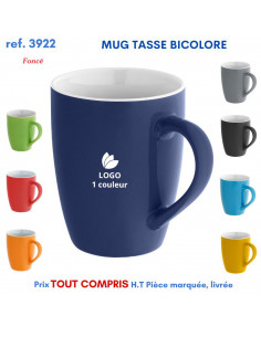 MUG TASSE BICOLORE REF 3922 3922 MUGS GOBELETS PUBLICITAIRES PERSONNALISES  7,98 €