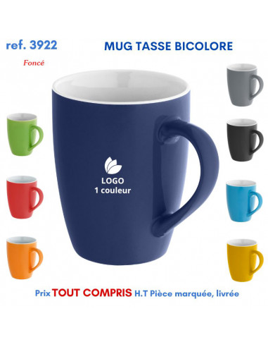 MUG TASSE BICOLORE REF 3922 3922 MUGS GOBELETS PUBLICITAIRES PERSONNALISES  7,98 €