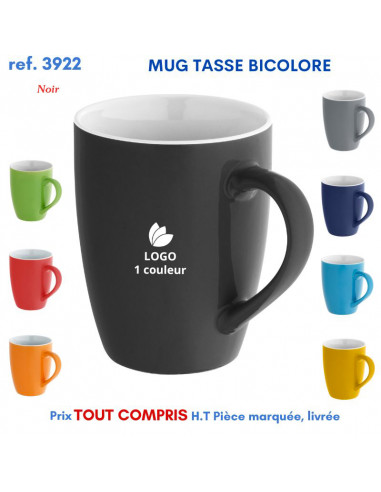 MUG TASSE BICOLORE REF 3922 3922 MUGS GOBELETS PUBLICITAIRES PERSONNALISES  7,98 €