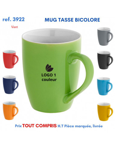 MUG TASSE BICOLORE REF 3922 3922 MUGS GOBELETS PUBLICITAIRES PERSONNALISES  7,98 €