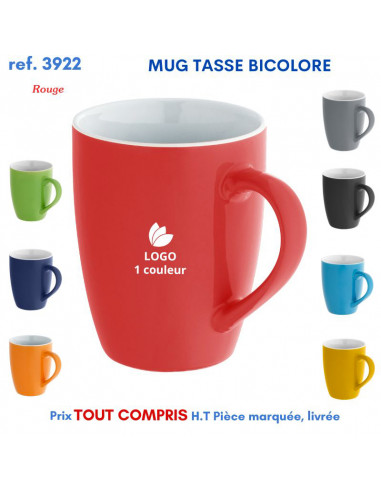 MUG TASSE BICOLORE REF 3922 3922 MUGS GOBELETS PUBLICITAIRES PERSONNALISES  7,98 €