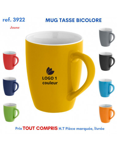 MUG TASSE BICOLORE REF 3922 3922 MUGS GOBELETS PUBLICITAIRES PERSONNALISES  7,98 €