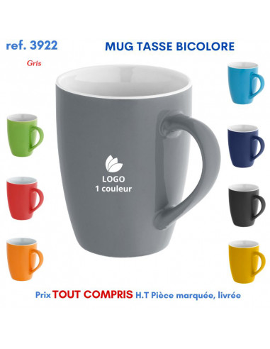 MUG TASSE BICOLORE REF 3922 3922 MUGS GOBELETS PUBLICITAIRES PERSONNALISES  7,98 €