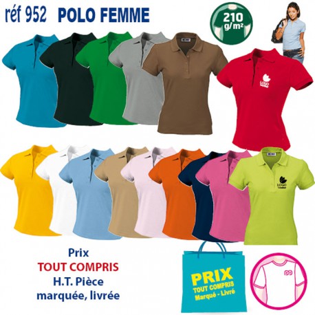 POLO FEMME 210 GRS 952 POLOS PUBLICITAIRES PERSONNALISES  7,43 €