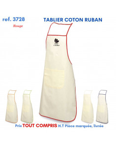 TABLIER COTON ECRU RUBAN REF 3728 3728 TABLIERS DE CUISINE PERSONNALISES PUBLICITAIRES  5,62 € 2