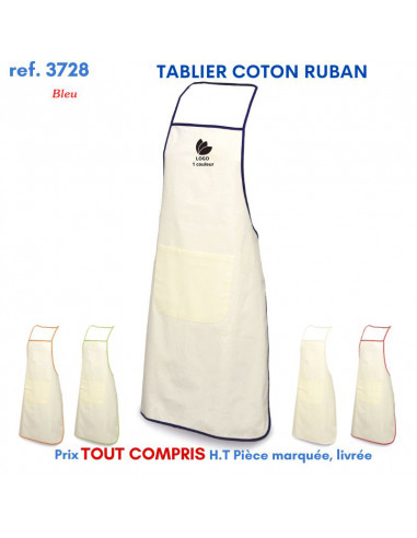 TABLIER COTON ECRU RUBAN REF 3728 3728 TABLIERS DE CUISINE PERSONNALISES PUBLICITAIRES  5,62 €