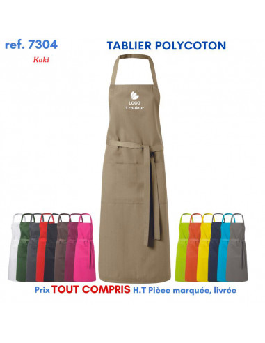 TABLIER DE CUISINE POLYCOTON REF 7304 7304 TABLIERS DE CUISINE PERSONNALISES PUBLICITAIRES  8,79 €